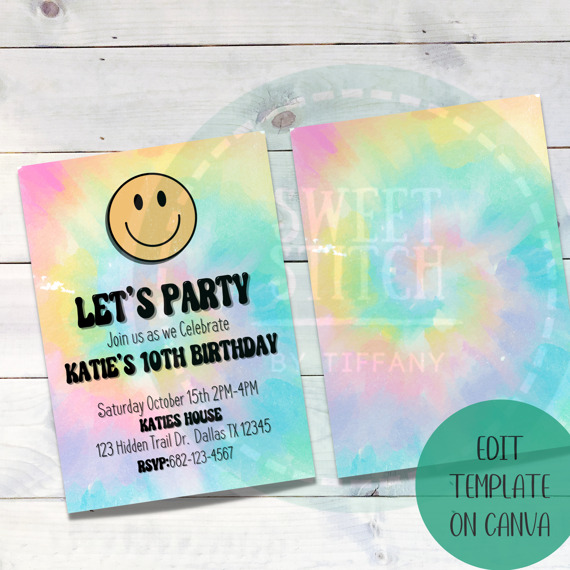 Tie Dye Birthday Invitation