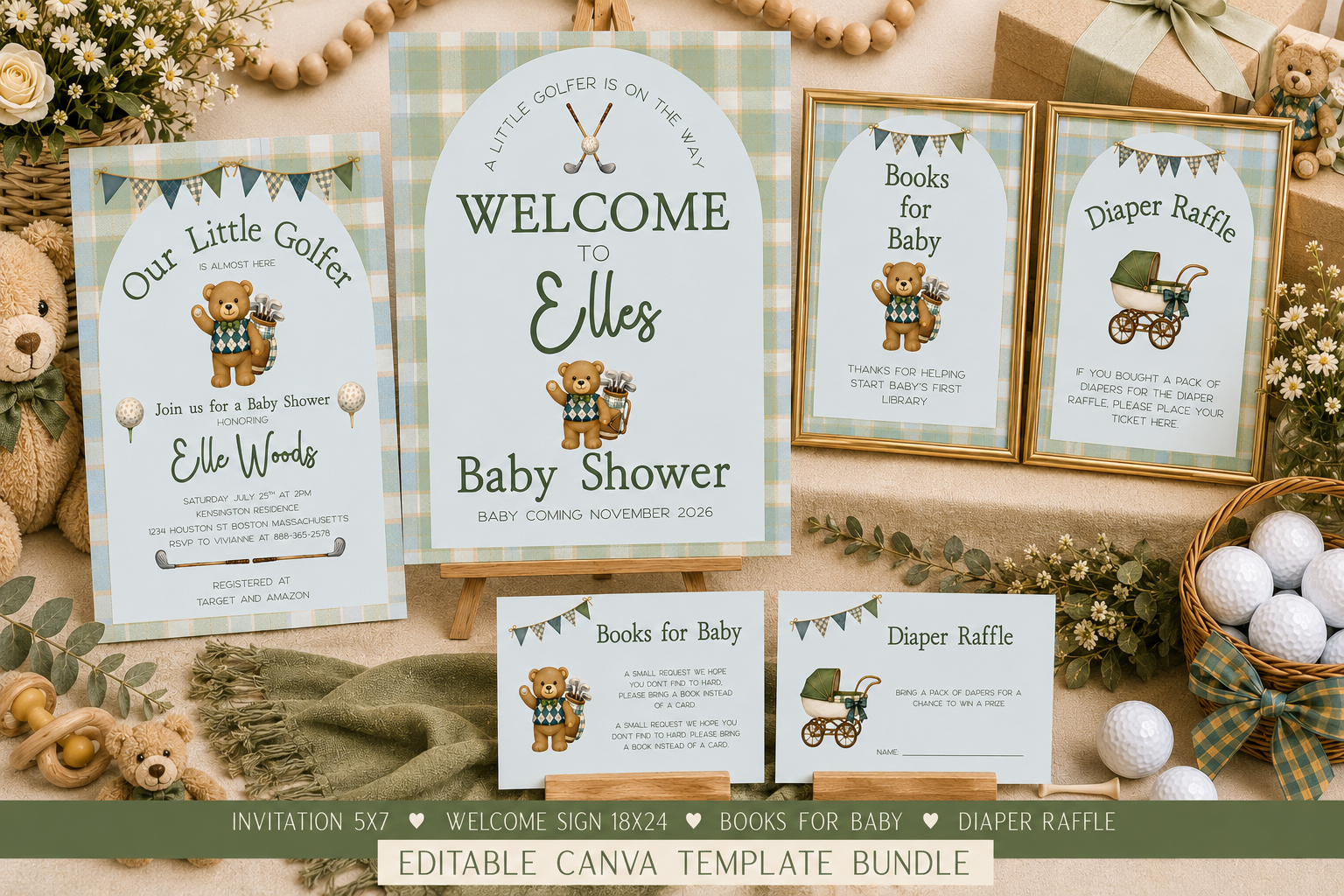 Our Little Golfer Baby Shower Bundle